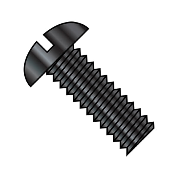#10-32 x 3/8 in Slotted Round Machine Screw, Black Oxide Steel, 8000 PK