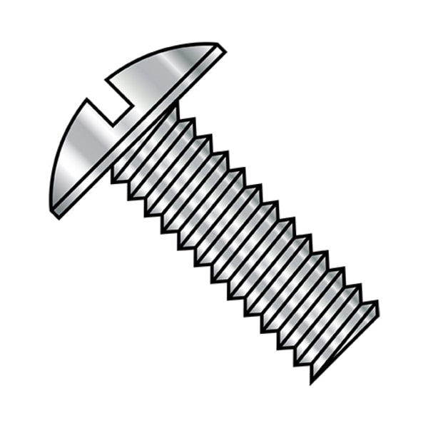 #10-32 x 1 in Slotted Truss Machine Screw, Plain Steel, 2000 PK