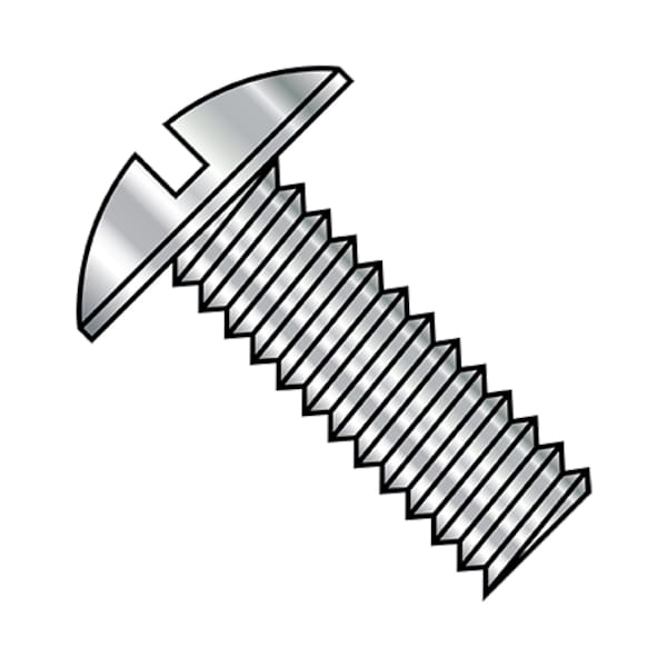 #10-32 x 2 in Slotted Truss Machine Screw, Plain Steel, 1000 PK