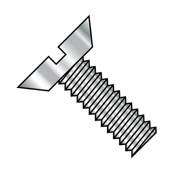 #12-24 x 1/2 in Slotted Flat Machine Screw, Plain Stainless Steel, 2000 PK