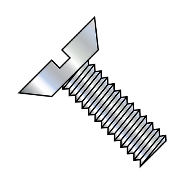 #12-24 x 1/2 in Slotted Flat Machine Screw, Zinc Plated Steel, 8000 PK