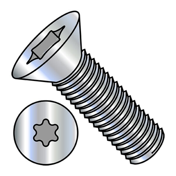 #10-32 x 3/8 in Torx Flat Machine Screw, Zinc Plated Steel, 10000 PK