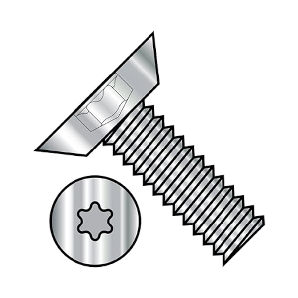 #12-24 x 1/2 in Torx Flat Machine Screw, Plain Stainless Steel, 3000 PK