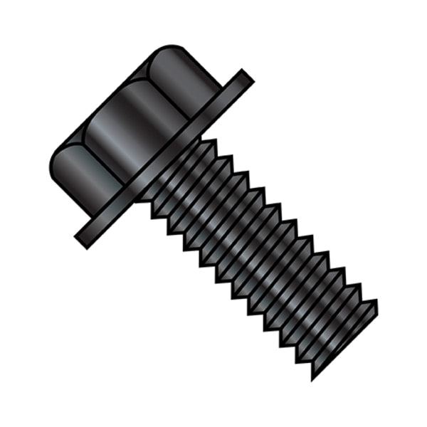 #10-32 x 1/2 in Hex Hex Machine Screw, Black Oxide Steel, 7000 PK