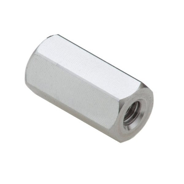 Coupling Nut, #10-32, Aluminum, Plain, 3/4 in Lg, 3/8 in Hex Wd