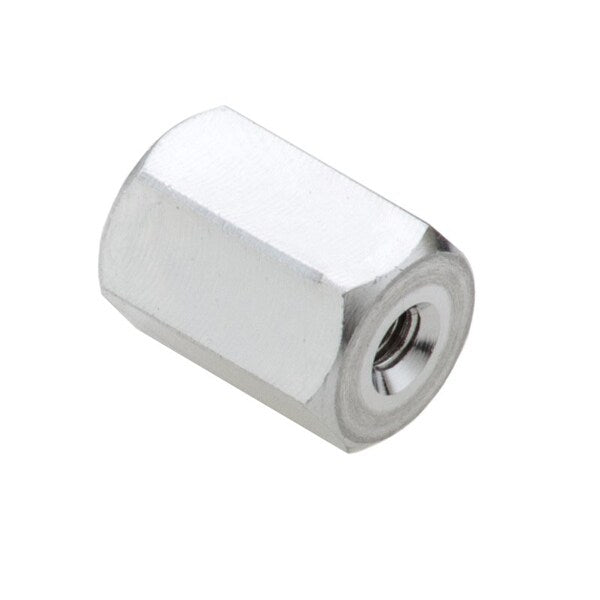 Coupling Nut, #4-40, Aluminum, Plain, 7/16 in Lg, 5/16 in Hex Wd