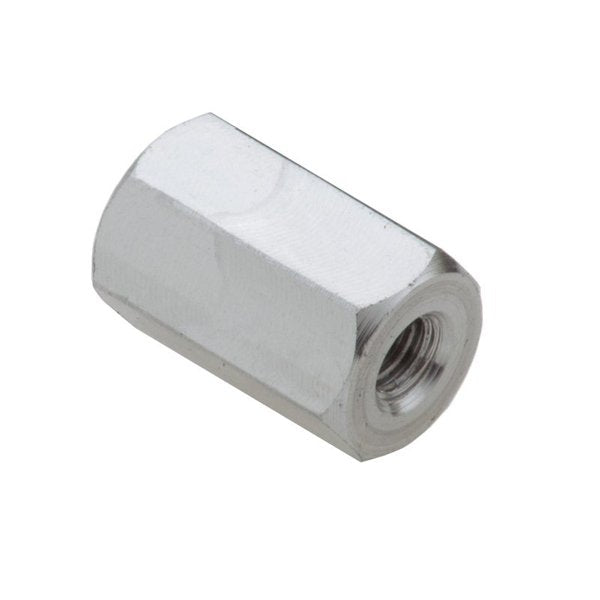 Coupling Nut, #6-32, Aluminum, Plain, 1/2 in Lg, 5/16 in Hex Wd