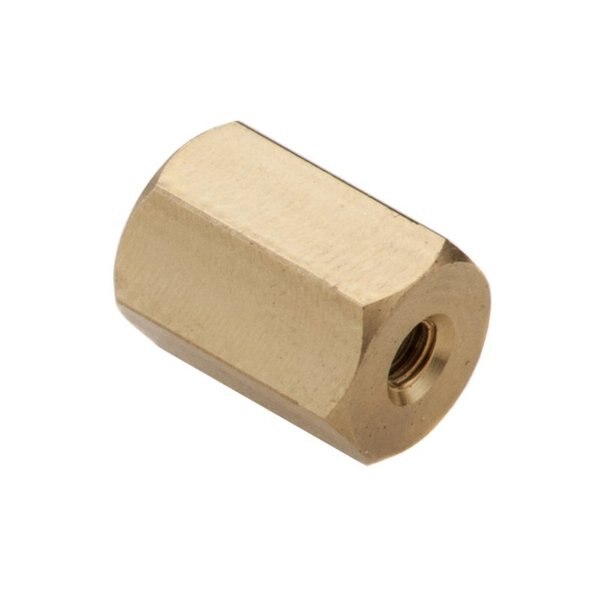 Coupling Nut, #4-40, Brass, Plain, 7/16 in Lg, 5/16 in Hex Wd