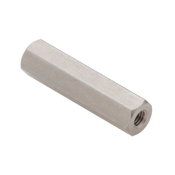 Coupling Nut, #10-24, 18-8 Stainless Steel, Not Graded, Plain, 1-1/2 in Lg, 3/8 in Hex Wd