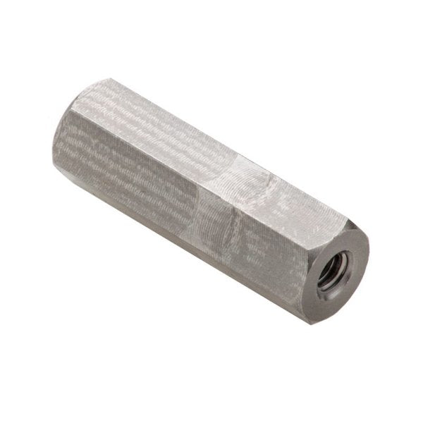 Coupling Nut, #6-32, 18-8 Stainless Steel, Not Graded, Plain, 1 in Lg, 5/16 in Hex Wd