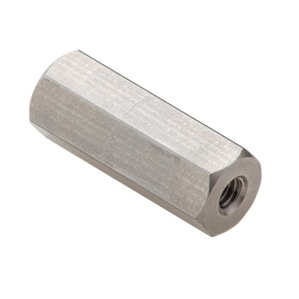 Coupling Nut, #8-32, 18-8 Stainless Steel, Not Graded, Plain, 1 in Lg, 3/8 in Hex Wd