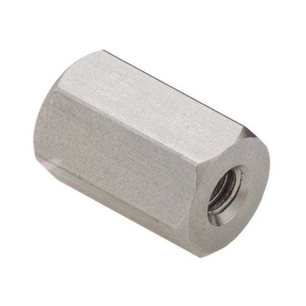 Coupling Nut, #6-32, 316 Stainless Steel, Not Graded, Plain, 1/2 in Lg, 5/16 in Hex Wd