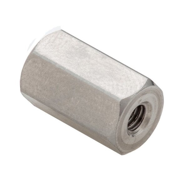 Coupling Nut, #8-32, 316 Stainless Steel, Not Graded, Plain, 5/8 in Lg, 3/8 in Hex Wd