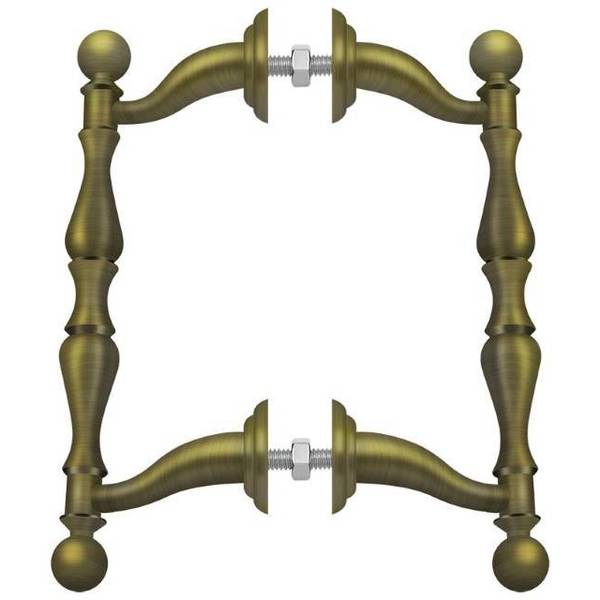Off-Set Handle Pull, Back-To-Back Set Antique Brass