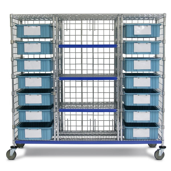 Bin Storage Cart, 14 bins, 24x72x69