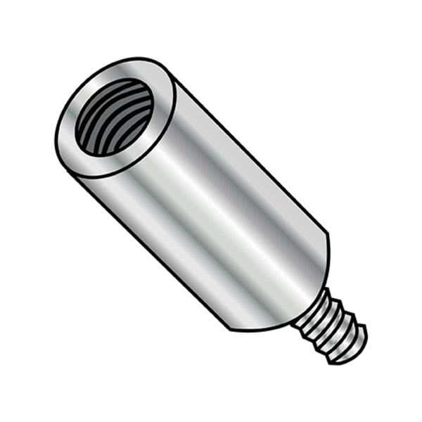 Round Standoffs, #6-32 Thrd Sz, 1-1/4 in Bd L, Brass Nickel Plated, 1/4 in OD