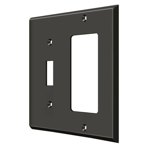 Single Switch/Single Rocker Switch Plate, Number of Gangs: 2 Solid Brass, Oil Rubbed Bronze Finish