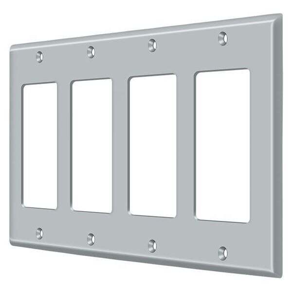 Quadruple Rocker Switch Plate, Number of Gangs: 4 Solid Brass, Brushed Chrome Finish