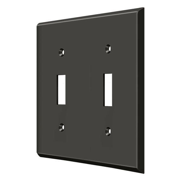 Double Standard Switch Plate, Number of Gangs: 2 Solid Brass, Oil Rubbed Bronze Finish