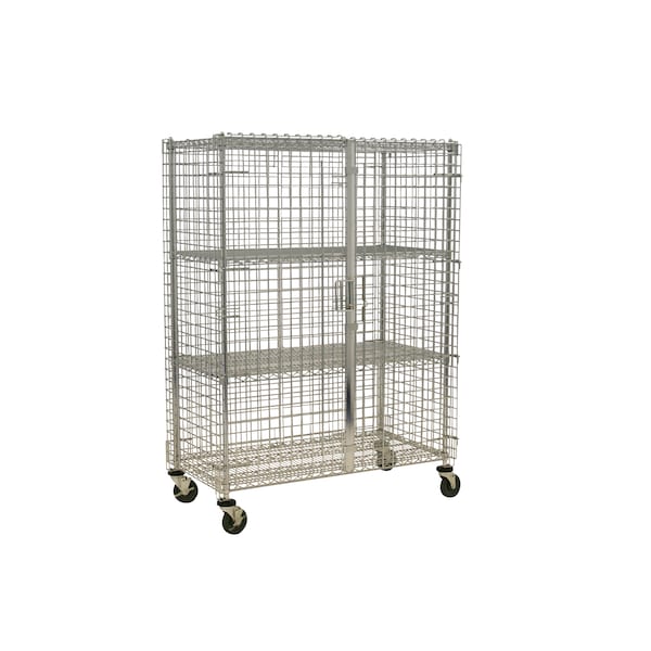Security Cage, w/Casters, 5 Shelf, 24x48x69