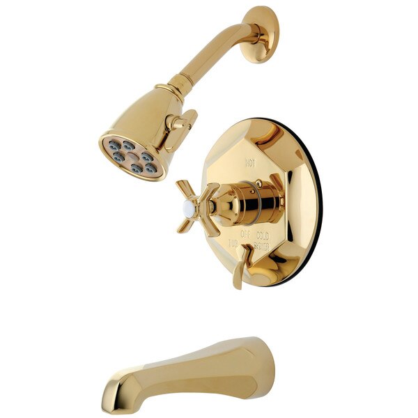 Tub and Shower Faucet, Polished Brass, Wall Mount