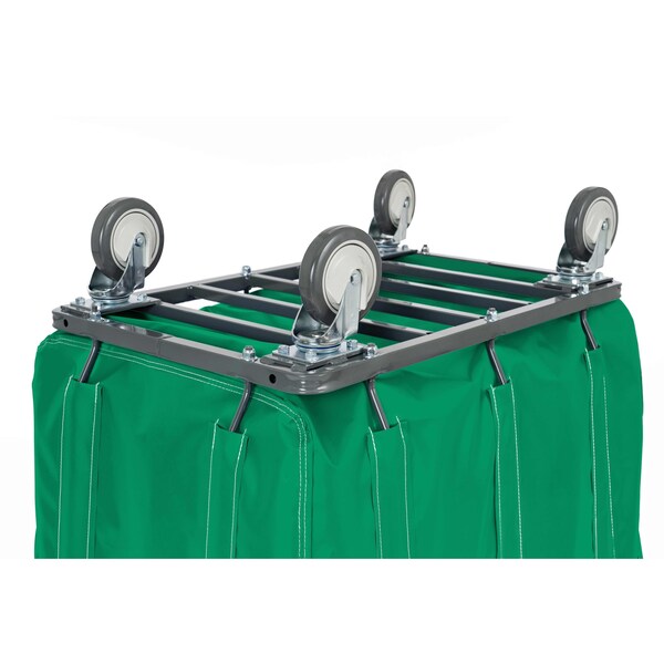 Vinyl Basket Truck with Air Cushion Bumper and Steel Base, 14 Bushel, Forest Green
