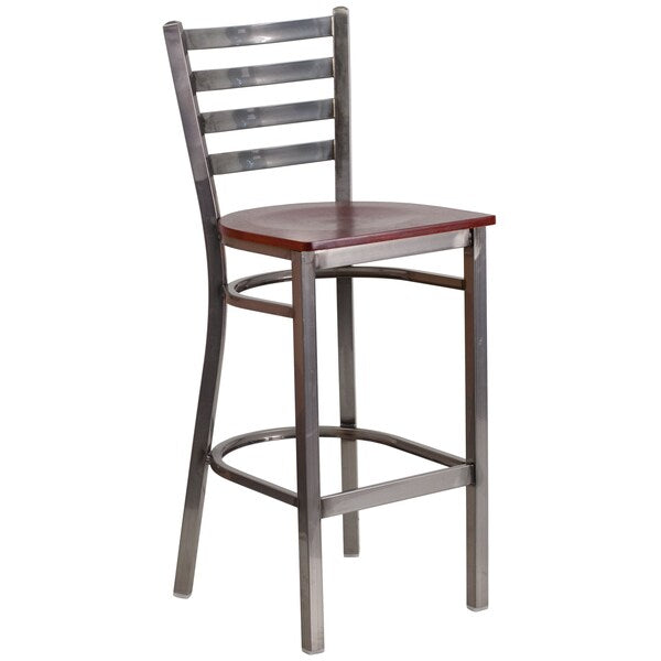 Barstool, Ladder Back, Clr w/Mahogany Sea