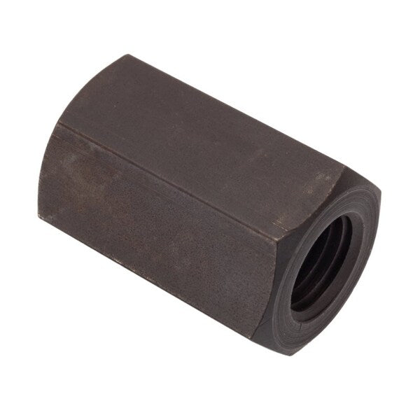 Coupling Nut, #1-8, Steel, Black Oxide, 2-1/2 in Lg, 1-5/8 in Hex Wd
