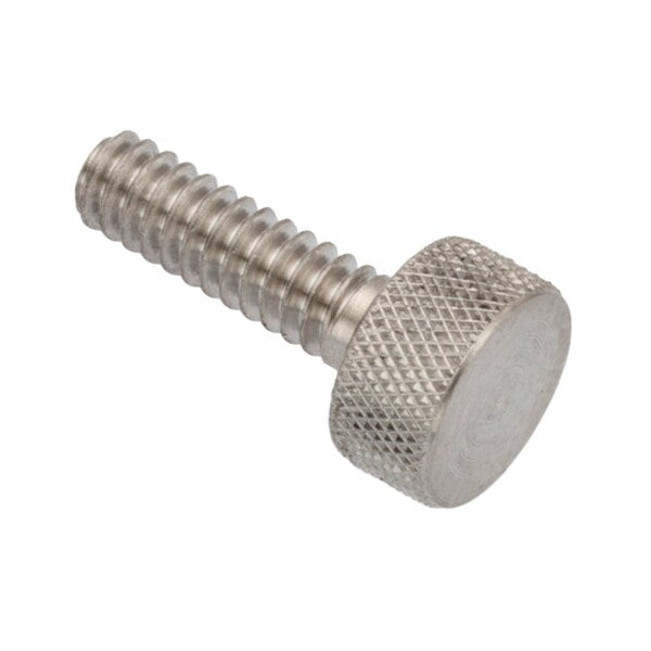Thumb Screw, #4-40 Thread Size, Knurl Narrow Head, Plain Stainless Steel, 3/8 in Lg