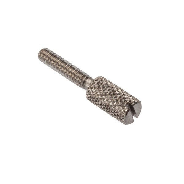 Thumb Screw, #4-40 Thread Size, Slotted, Plain Stainless Steel, 1/2 in Lg