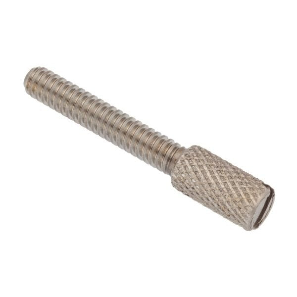 Thumb Screw, #10-24 Thread Size, Slotted, Plain Stainless Steel, 1 in Lg