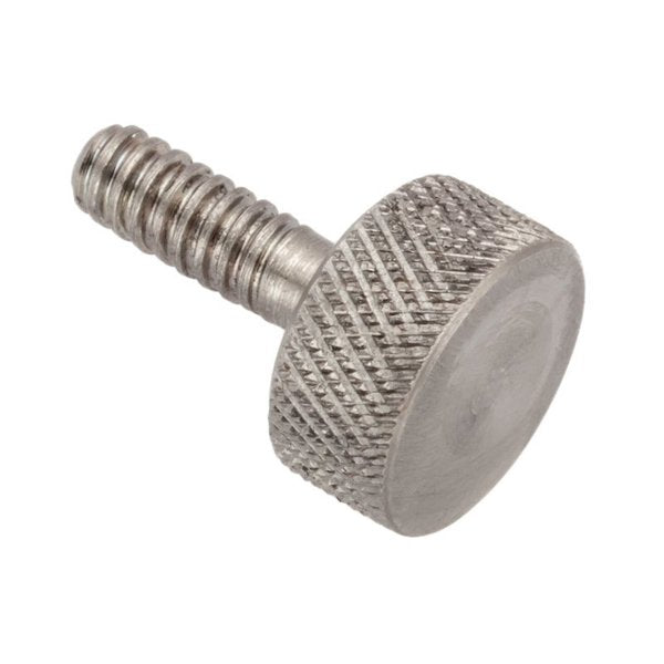 Thumb Screw, #6-32 Thread Size, Round, Plain 18-8 Stainless Steel, 3/8 in Lg