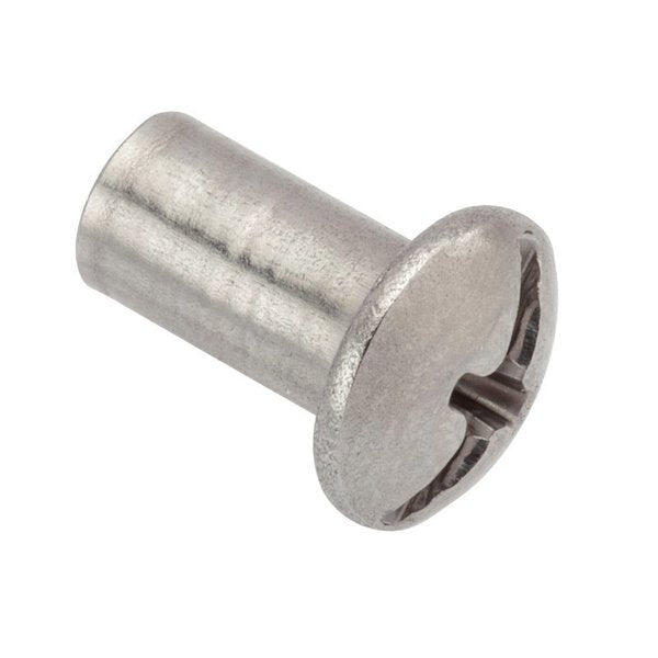 Combo Barrel, #8-32, 3/8 in Brl Lg, 13/64 in Brl Dia, 18-8 Stainless Steel Unfinished