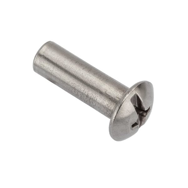 Combo Barrel, #8-32, 5/8 in Brl Lg, 13/64 in Brl Dia, 18-8 Stainless Steel Unfinished