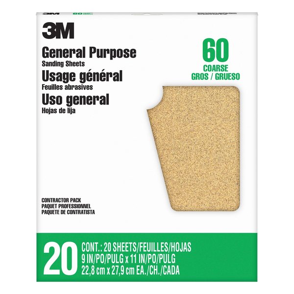 Sandpaper Sheet, 60 Grit, 9