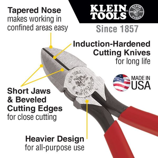 6 1/8 in Diagonal Cutting Plier Standard Cut Oval Nose Uninsulated