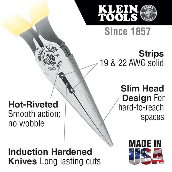 Pliers, Needle Nose Side-Cutters, Stripping, 6-Inch