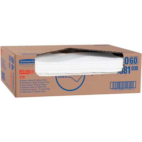 Dry Wipe, White, Flat Sheet, Hydroknit, 1 PK, 300 Wipes, 15 in x 16 1/2 in