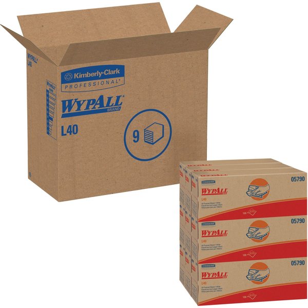 Dry Wipe, L40, 100 Sheets, Pop Up Box, Double Recreped (DRC), 9 3/4 in x 16 1/2 in, White