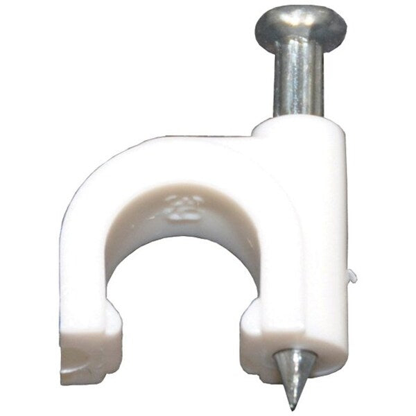 Cable Staple, Nail, 1/4In, White, PK100
