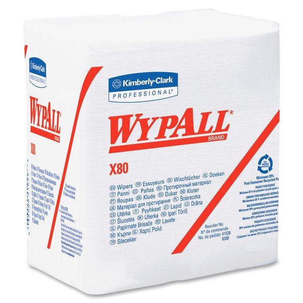 Dry Wipe, X80, 1/4 Fold, Super Heavy Absorbency, Hydroknit, 12 in x 12 1/2 in, 50 Sheets, 4 Pack