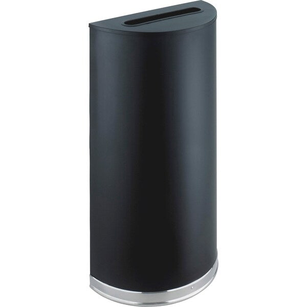 12-1/2 gal Half-Round Trash Can, Black, 32-1/2