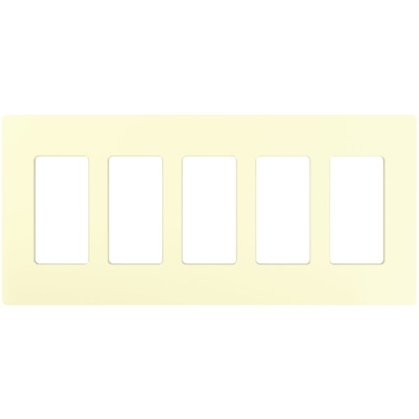 Designer Wall Plates, Number of Gangs: 5 Thermoset, Gloss Finish, Almond