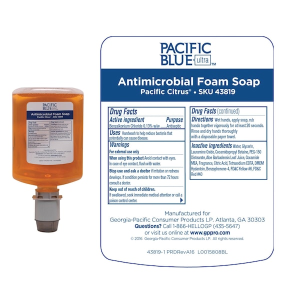 1200 ml Foam Hand Soap Cartridge, 4 PK