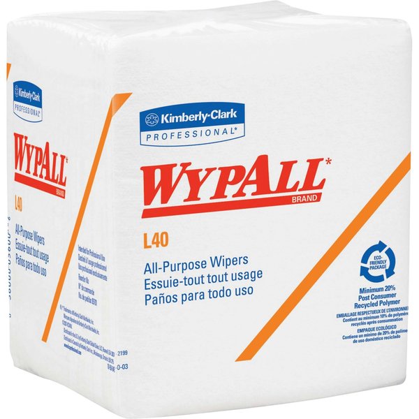 Dry Wipe, L40, 56, 1/4 Fold, Spr Hvy Absorb, Double Recreped DRC, 12 in x 12 1/2 in, White, 18 Pack