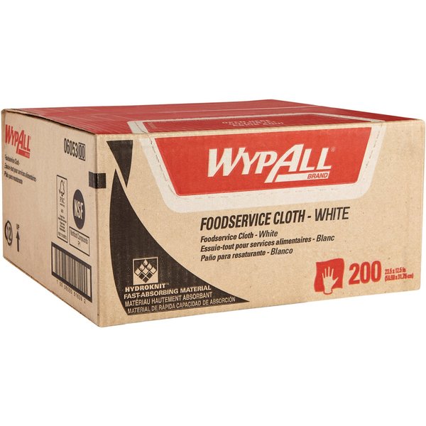 Dry Wipe, Blue/White, Hydroknit, Food Service, 1 PK, 200 Wipes, 12 1/2 in x 23 1/2 in