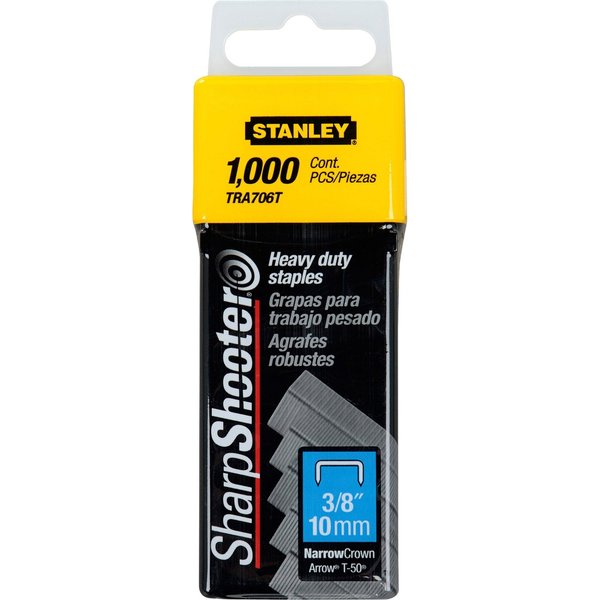 Heavy Duty Staples, 24 ga, Narrow Crown, 3/8 in Leg L, Steel, 1000 PK