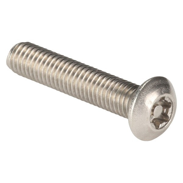 #10-32 x 1 in Torx Button Tamper Resistant Screw, 18-8 Stainless Steel, Plain Finish, 25 PK