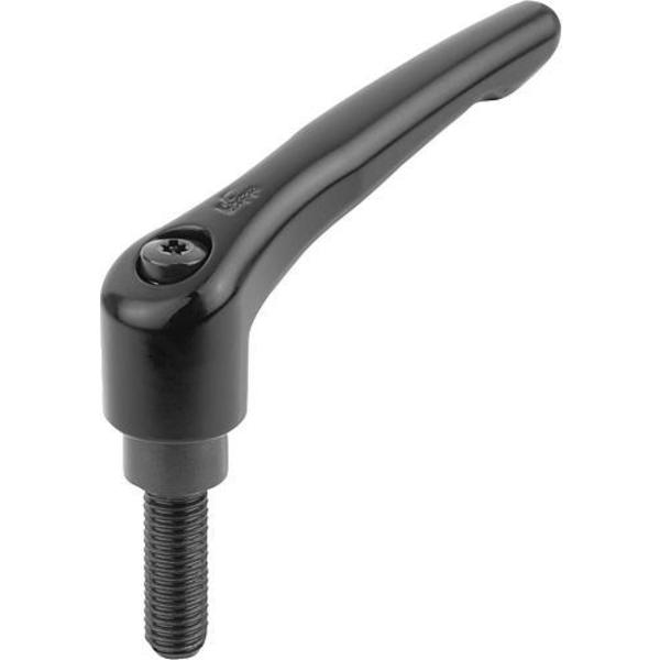 Adjustable Handle, Modern Design, Sz. 5, 5/8-11X55, Die Cast Zinc Black Satin, Comp: Steel