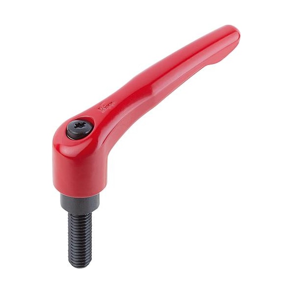 Adjustable Handle, Modern Design, Sz. 4, 1/2-13X80, Die Cast Zinc Red RAL 3003, Comp: Steel